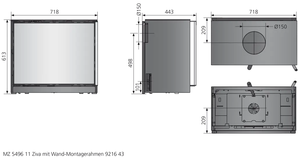 5496_Masszeichnung_Ziva_mit_Wand-Montagerahmen_INT