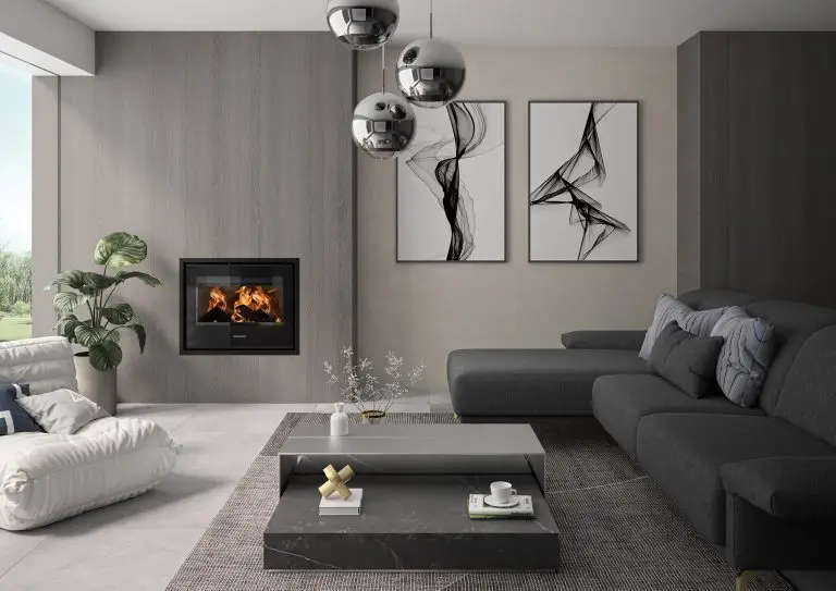 Ein modern eingerichtetes Wohnzimmer mit einem HIC OR-70 in Stahl/ Schwarz