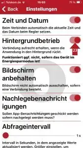 Push Nachrichten können im Menü aktiviert werden